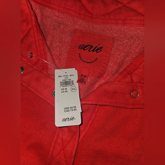 Aerie Oh Snap Sweatshirt Oversized Bright Red - Picture 5 of 7
